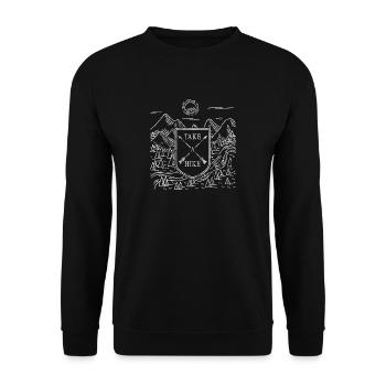 Take A Hike Wanderer Shirt Wanderung Dolomiten - Unisex Pullover - Schwarz - Vorne - Alina (178cm) & Michal (187cm)