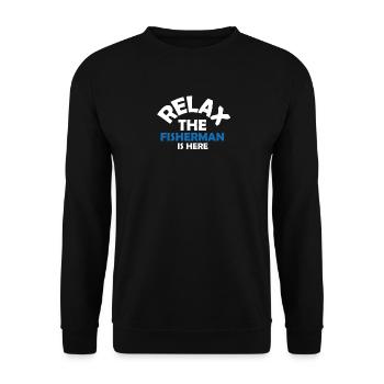 Fischer Angler Fischen Angeln Fisch Geschenkidee - Unisex Pullover - Schwarz - Vorne - Alina (178cm) & Michal (187cm)