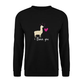 Ich liebe dich - Lama Freundin Partnerin Geschenk - Unisex Pullover - Schwarz - Vorne - Alina (178cm) & Michal (187cm)