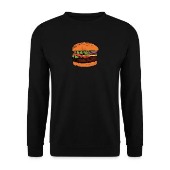 Burger Hamburger Cheeseburger Fast Food Hunger - Sweat-shirt Unisexe - noir - Devant - Alina (178cm) & Michal (187cm)