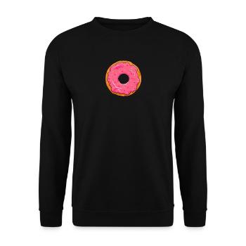 Donut mit Zuckerguss Süßigkeit Zuckerstreusel - Unisex Pullover - Schwarz - Vorne - Alina (178cm) & Michal (187cm)