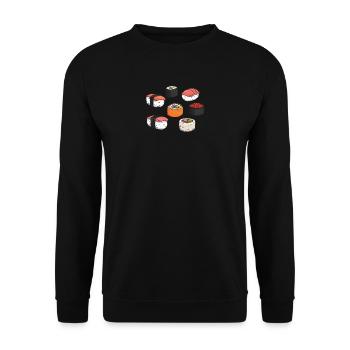 Sushi asiatique alimentaire Fast Foodie Foodie baguettes - Sweat-shirt Unisexe - noir - Devant - Alina (178cm) & Michal (187cm)