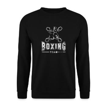 Fight Boxer shirt Geschenk Boxing Boxhandschuhe - Unisex Pullover - Schwarz - Vorne - Alina (178cm) & Michal (187cm)