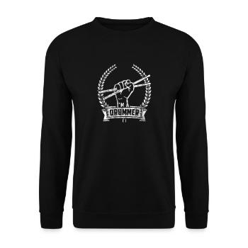 Geschenk Schlagzeuger Drummer Schlagzeugspieler - Unisex Pullover - Schwarz - Vorne - Alina (178cm) & Michal (187cm)