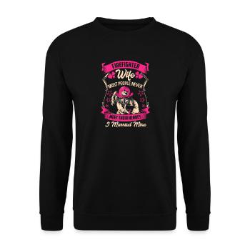 Firefighter woman firefighter marriage gift hero - Unisex Sweatshirt - black - Front - Alina (178cm) & Michal (187cm)