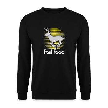 Fast Food Jagen Jäger Jagd Geschenk - Unisex Pullover - Schwarz - Vorne - Alina (178cm) & Michal (187cm)