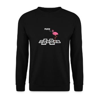 funny flamingo - Unisex Sweatshirt - black - Front - Alina (178cm) & Michal (187cm)