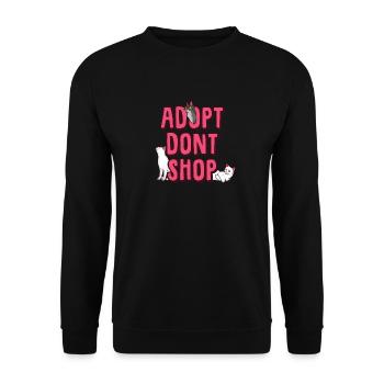 Adoptieren nicht kaufen Katze Hund Geschenkidee - Unisex Pullover - Schwarz - Vorne - Alina (178cm) & Michal (187cm)