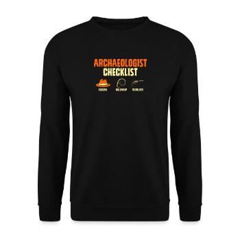 Archeology Checklist Hunting Adventure - Unisex Sweatshirt - black - Front - Alina (178cm) & Michal (187cm)