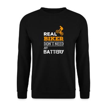 REAL BIKER NO BATTERY I mountain bike e-bike MTB - Unisex Sweatshirt - black - Front - Alina (178cm) & Michal (187cm)