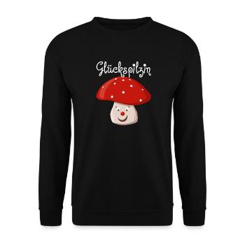 Glückspilzin - Unisex Pullover - Schwarz - Vorne - Alina (178cm) & Michal (187cm)