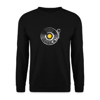 Turntable - Solar System Space Music Vinyl DJ - Unisex Sweatshirt - black - Front - Alina (178cm) & Michal (187cm)