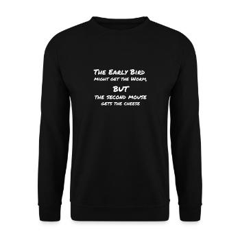 The early bird the early bird - Unisex Sweatshirt - black - Front - Alina (178cm) & Michal (187cm)