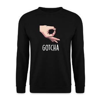 Funny Haha Looked Finger Hole Game Shirt - Unisex Sweatshirt - black - Front - Alina (178cm) & Michal (187cm)