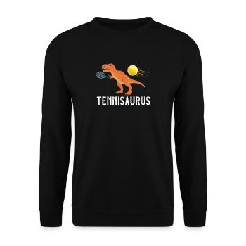 Tennis Dino Saurus Funny Dino - Unisex Sweatshirt - black - Front - Alina (178cm) & Michal (187cm)