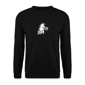 Lustige Einhorn-Turnhalle - Unisex Pullover - Schwarz - Vorne - Alina (178cm) & Michal (187cm)