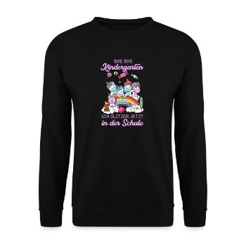 Inscription 1ère année retour à l'école licorne cadeau - Sweat-shirt Unisexe - noir - Devant - Alina (178cm) & Michal (187cm)