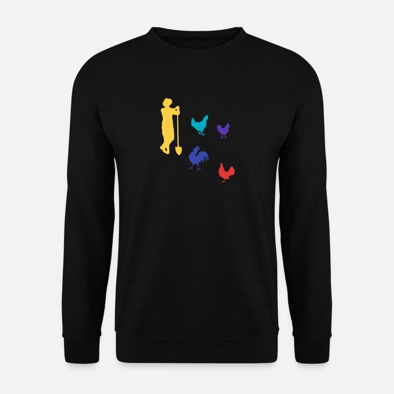 Fermier dans un style rétro avec des poules - Sweat-shirt Unisexe - noir