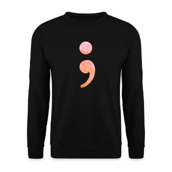 Point-virgule combattant aquarelle - Sweat-shirt Unisexe - noir - Devant - Alina (178cm) & Michal (187cm)