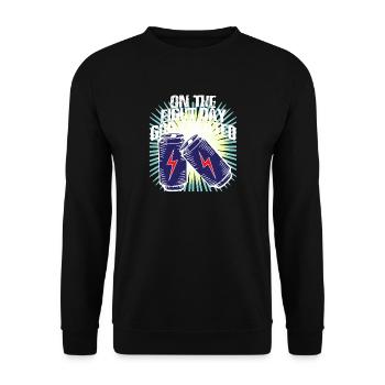 On the Eight Day God created Energy Drink - Unisex Sweatshirt - black - Front - Alina (178cm) & Michal (187cm)