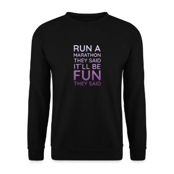 Funny Marathon Shirt - Unisex Pullover - Schwarz - Vorne - Alina (178cm) & Michal (187cm)