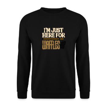 Je suis juste là pour les gaufres - Sweat-shirt Unisexe - noir - Devant - Alina (178cm) & Michal (187cm)