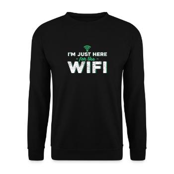 Je suis seulement là pour le cadeau wifi Wifi - Sweat-shirt Unisexe - noir - Devant - Alina (178cm) & Michal (187cm)
