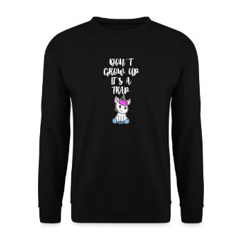 Ne pas grandir c'est une licorne licorne - Sweat-shirt Unisexe - noir - Devant - Alina (178cm) & Michal (187cm)