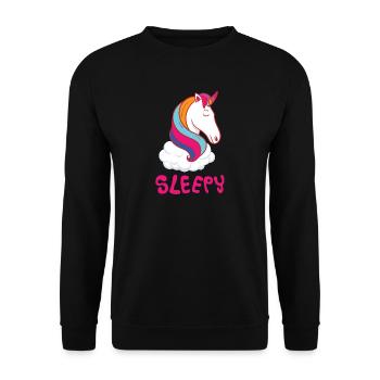 Einhorn Schlafen Unicorn Sleep Geschenk - Unisex Pullover - Schwarz - Vorne - Alina (178cm) & Michal (187cm)