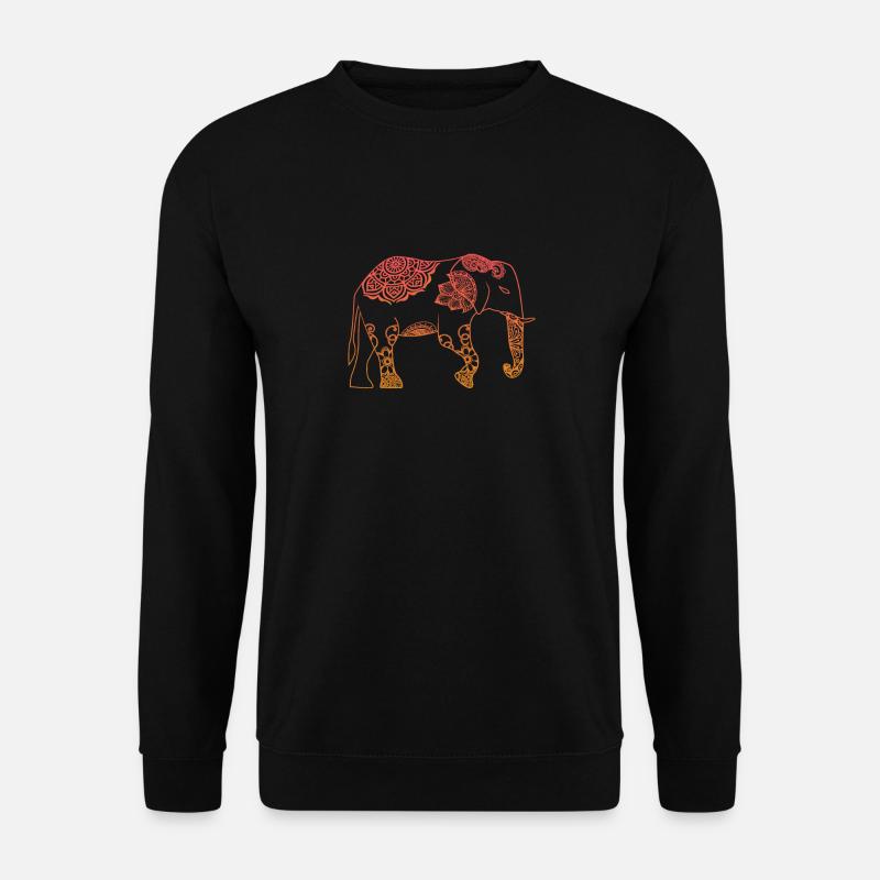 Indien Elefant Bunt Bemalt Geschenkidee - Unisex Pullover - Schwarz