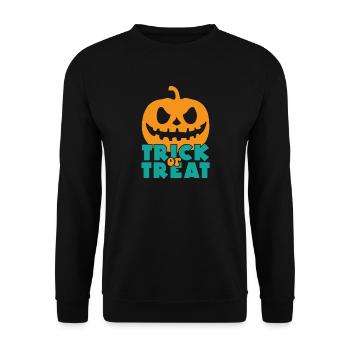 Trick or treat gift Halloween saying - Unisex Sweatshirt - black - Front - Alina (178cm) & Michal (187cm)