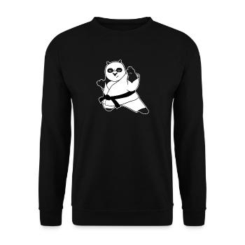 Panda Karate Judo Kämpfen Sport Geschenk - Unisex Pullover - Schwarz - Vorne - Alina (178cm) & Michal (187cm)