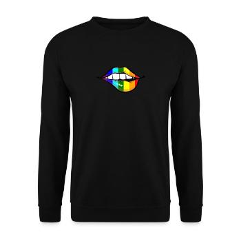 Lippen LGTB Pride Gay Homosexuell Regenbogen - Unisex Pullover - Schwarz - Vorne - Alina (178cm) & Michal (187cm)