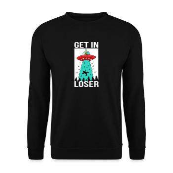 Ufo Alien Entführung Steig ein Loser - Unisex Pullover - Schwarz - Vorne - Alina (178cm) & Michal (187cm)