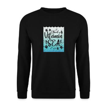 Jeu de mots cadeaux disant vacances Vitamines Sea Party - Sweat-shirt Unisexe - noir - Devant - Alina (178cm) & Michal (187cm)
