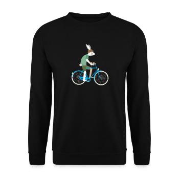 Hase Kaninchen Fahrrad Geschenk Radsport Radtour - Unisex Pullover - Schwarz - Vorne - Alina (178cm) & Michal (187cm)