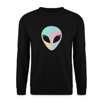 Alien tête alien hologramme holographique cadeau OVNI - Sweat-shirt Unisexe - noir - Devant - Alina (178cm) & Michal (187cm)