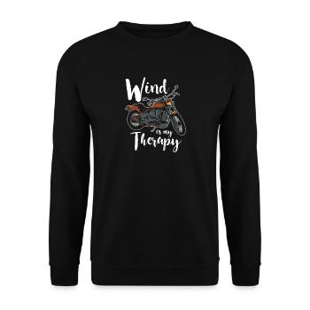Motorrad Motorradfahrer Wind Therapie Geschenk - Unisex Pullover - Schwarz - Vorne - Alina (178cm) & Michal (187cm)