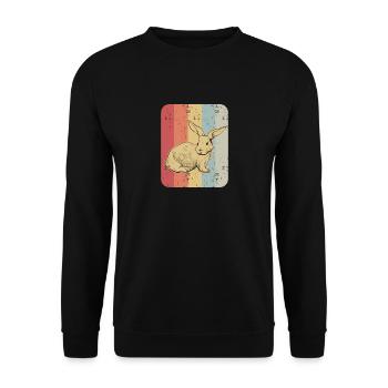 Hase Kaninchen Retro Vintage Geschenk - Unisex Pullover - Schwarz - Vorne - Alina (178cm) & Michal (187cm)