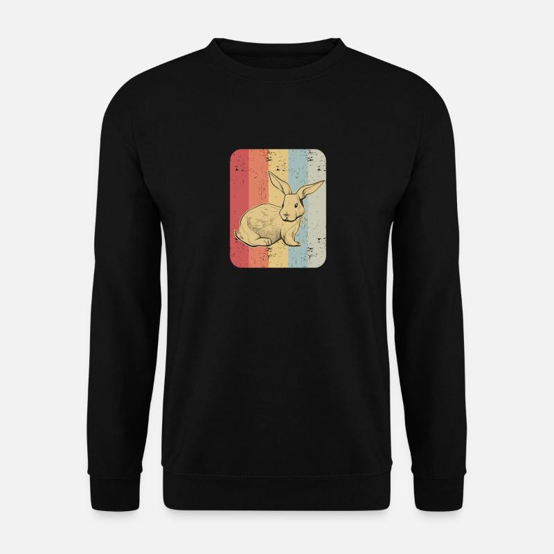 Hase Kaninchen Retro Vintage Geschenk - Unisex Pullover - Schwarz