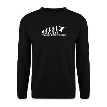 Human Evolution Parachuting Fallschirm Geschenk - Unisex Pullover - Schwarz - Vorne - Alina (178cm) & Michal (187cm)