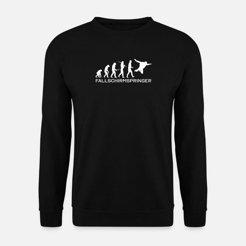 Human Evolution Parachuting Fallschirm Geschenk - Unisex Pullover - Schwarz