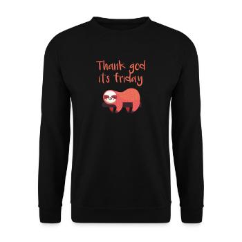 Dieu merci, son vendredi - T-shirt du week-end paresseux - Sweat-shirt Unisexe - noir - Devant - Alina (178cm) & Michal (187cm)