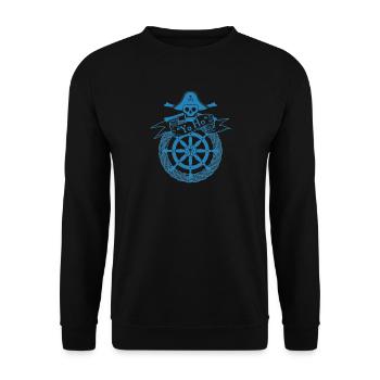 Yo Ho Totenschädel Piratenschiff - Unisex Pullover - Schwarz - Vorne - Alina (178cm) & Michal (187cm)