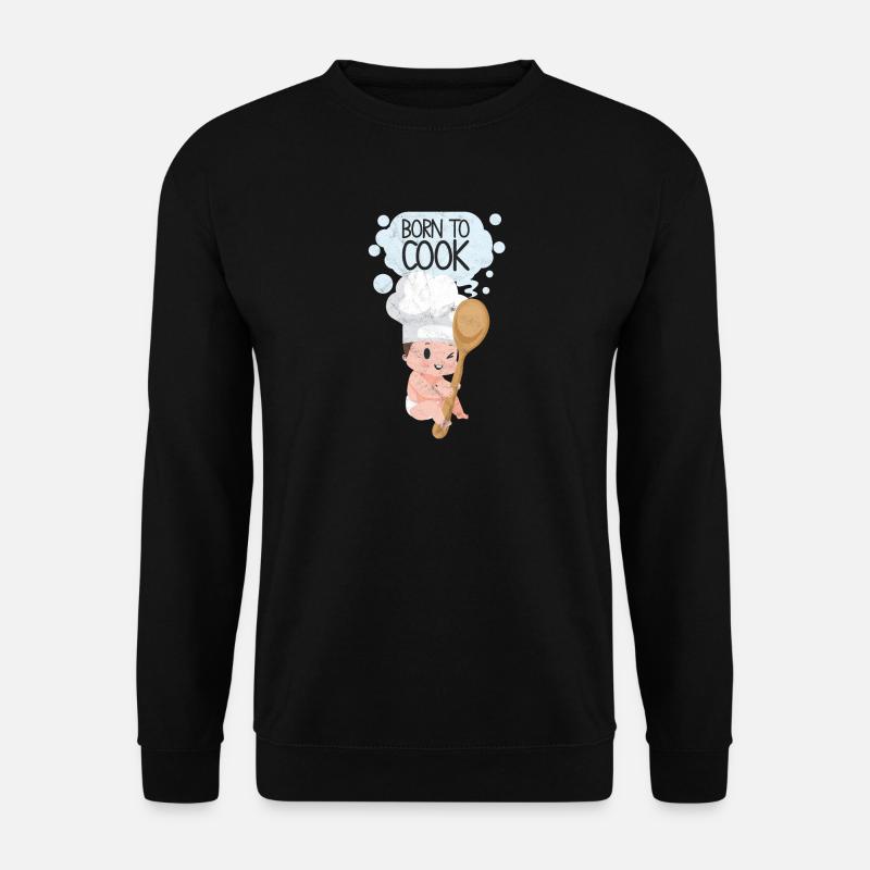 Koch Chef Geschenk Köchin Spruch Küche Kochlöffel - Unisex Pullover - Schwarz