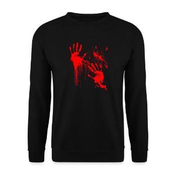 Halloween Blutig Grusel Geschenk - Unisex Pullover - Schwarz - Vorne - Alina (178cm) & Michal (187cm)