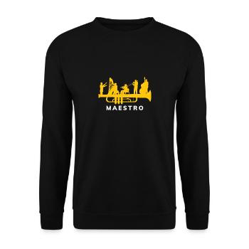 Maestro Orchester auf einer Trompete Geschenk - Unisex Pullover - Schwarz - Vorne - Alina (178cm) & Michal (187cm)