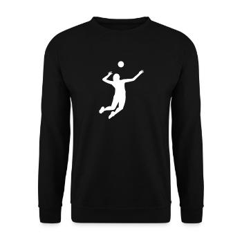 Volleyball Spielerin Silhoutte weiß - Unisex Pullover - Schwarz - Vorne - Alina (178cm) & Michal (187cm)
