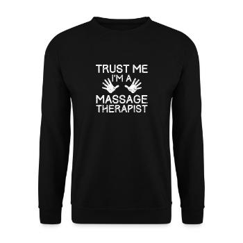 Masseur Shirt I Massage Masseurin massieren - Unisex Pullover - Schwarz - Vorne - Alina (178cm) & Michal (187cm)
