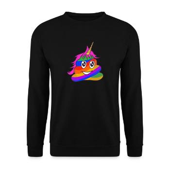 Einhorn Poop Emoticon Kackhaufen Regenbogen - Unisex Pullover - Schwarz - Vorne - Alina (178cm) & Michal (187cm)